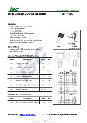 SSI7N60A Datasheet PDF Inchange Semiconductor