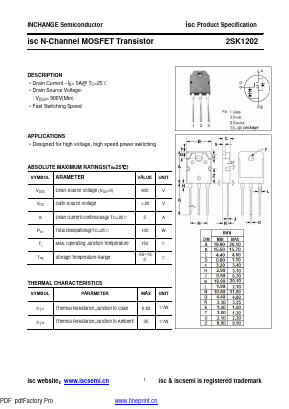 K1202 Datasheet PDF Inchange Semiconductor