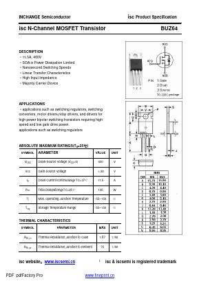 BUZ64 Datasheet PDF Inchange Semiconductor