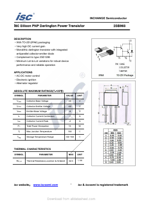 2SB963 Datasheet PDF Inchange Semiconductor