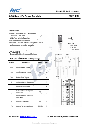 2SD1499-220F Datasheet PDF Inchange Semiconductor
