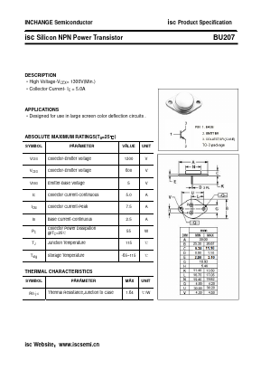 BU207 Datasheet PDF Inchange Semiconductor