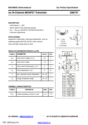 2N6757 Datasheet PDF Inchange Semiconductor