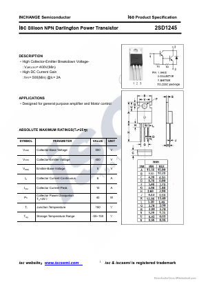 2SD1245 Datasheet PDF Inchange Semiconductor
