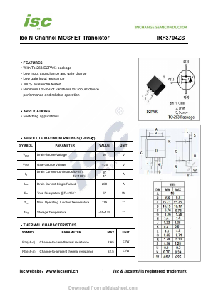 IRF3704ZS Datasheet PDF Inchange Semiconductor