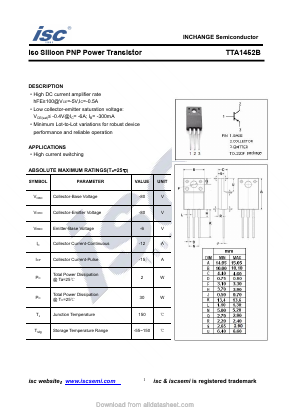 TTA1452B Datasheet PDF Inchange Semiconductor