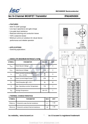 IPA040N06N Datasheet PDF Inchange Semiconductor