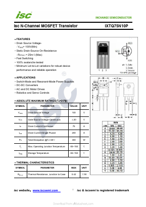 IXTQ75N10P Datasheet PDF Inchange Semiconductor