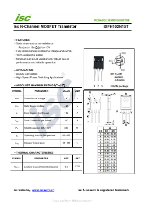 IXFH102N15T Datasheet PDF Inchange Semiconductor