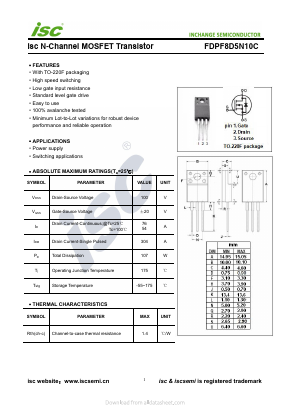 FDPF8D5N10C Datasheet PDF Inchange Semiconductor