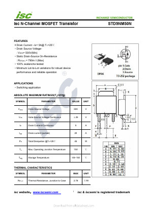STD9NM50N Datasheet PDF Inchange Semiconductor