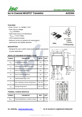 AOD504 Datasheet PDF Inchange Semiconductor