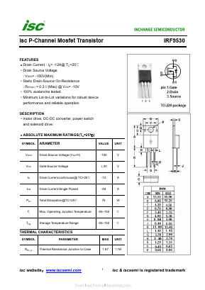 IRF9530 Datasheet PDF Inchange Semiconductor