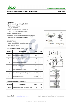 2SK298 Datasheet PDF Inchange Semiconductor