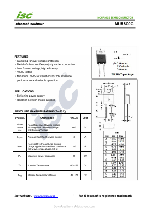 MUR860G Datasheet PDF Inchange Semiconductor