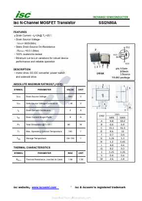 SSI2N80A Datasheet PDF Inchange Semiconductor