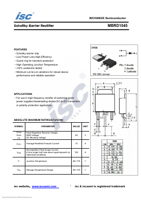 MBRD1045 Datasheet PDF Inchange Semiconductor