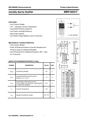 MBR1665CT Datasheet PDF Inchange Semiconductor