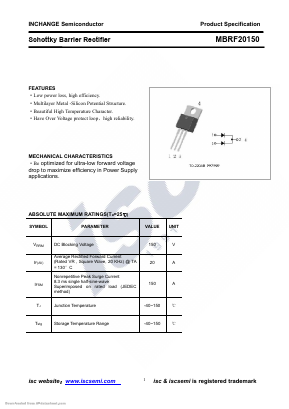 MBRF20150 Datasheet PDF Inchange Semiconductor