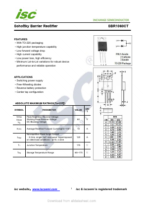 SBR1060CT Datasheet PDF Inchange Semiconductor