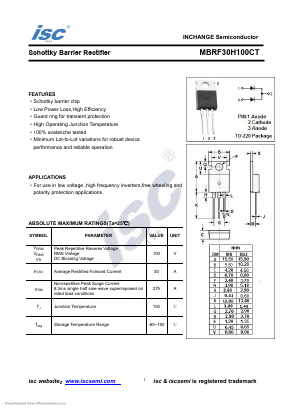 MBRF30H100CT Datasheet PDF Inchange Semiconductor