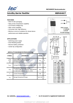 MBR4045CT Datasheet PDF Inchange Semiconductor