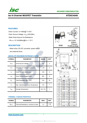 NTD5C434N Datasheet PDF Inchange Semiconductor