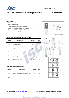 NJM7805FA Datasheet PDF Inchange Semiconductor