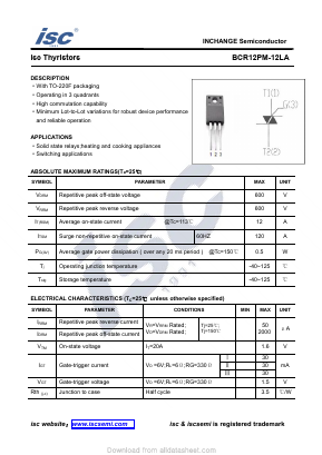 BCR12PM-12LA Datasheet PDF Inchange Semiconductor