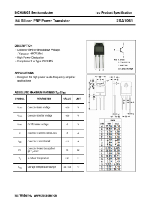 2SA1061 Datasheet PDF Inchange Semiconductor