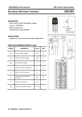 2SA1294 Datasheet PDF Inchange Semiconductor