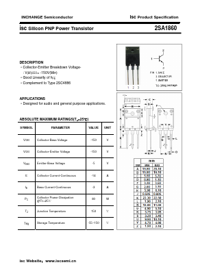 2SA1860 Datasheet PDF Inchange Semiconductor