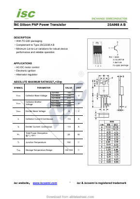 2SA968A Datasheet PDF Inchange Semiconductor
