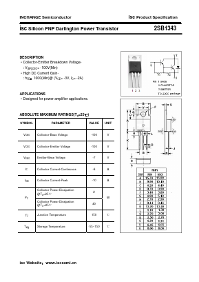 2SB1343 Datasheet PDF Inchange Semiconductor