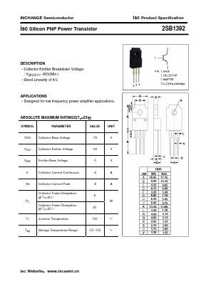 2SB1392 Datasheet PDF Inchange Semiconductor