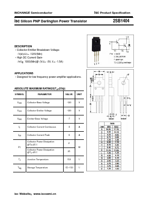 2SB1404 Datasheet PDF Inchange Semiconductor