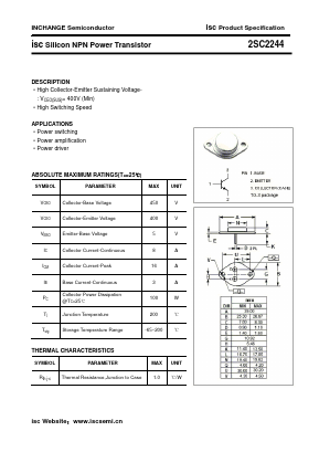 2SC2244 Datasheet PDF Inchange Semiconductor