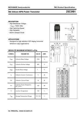 2SC3481 Datasheet PDF Inchange Semiconductor