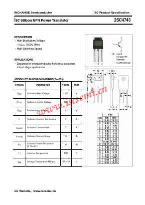 C4743 Datasheet PDF Inchange Semiconductor