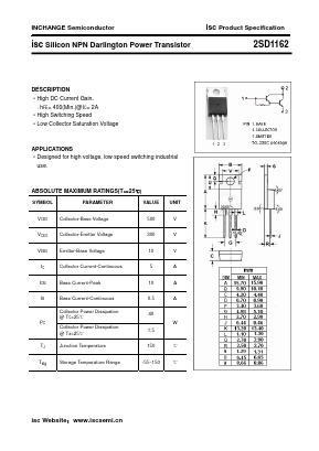 2SD1162 Datasheet PDF Inchange Semiconductor