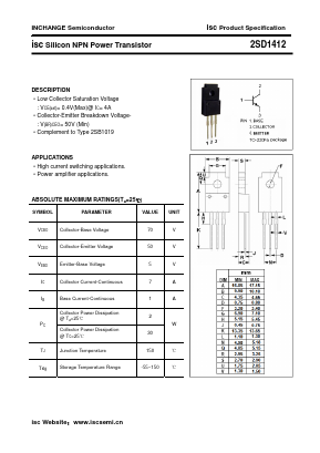 D1412 Datasheet PDF Inchange Semiconductor