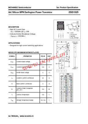2SD1525 Datasheet PDF Inchange Semiconductor