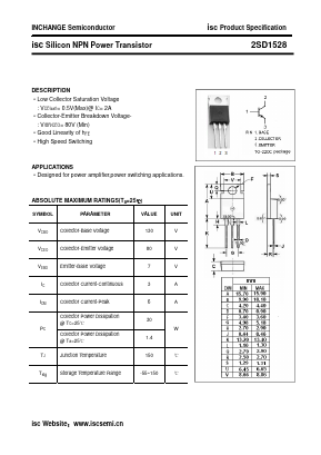D1528 Datasheet PDF Inchange Semiconductor