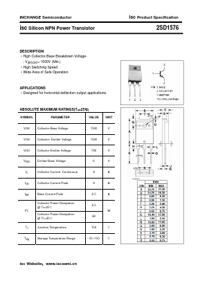 2SD1576 Datasheet PDF Inchange Semiconductor
