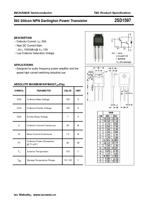 D1597 Datasheet PDF Inchange Semiconductor