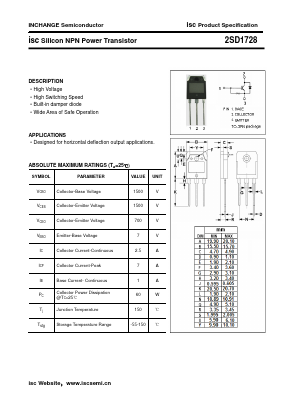 2SD1728 Datasheet PDF Inchange Semiconductor