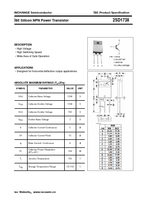 2SD1738 Datasheet PDF Inchange Semiconductor