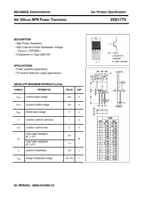 2SD1770 Datasheet PDF Inchange Semiconductor