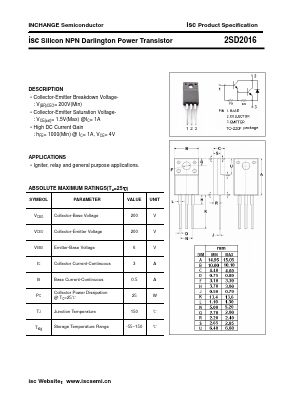 D2016 Datasheet PDF Inchange Semiconductor