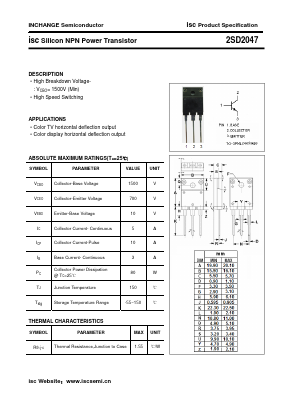2SD2047 Datasheet PDF Inchange Semiconductor